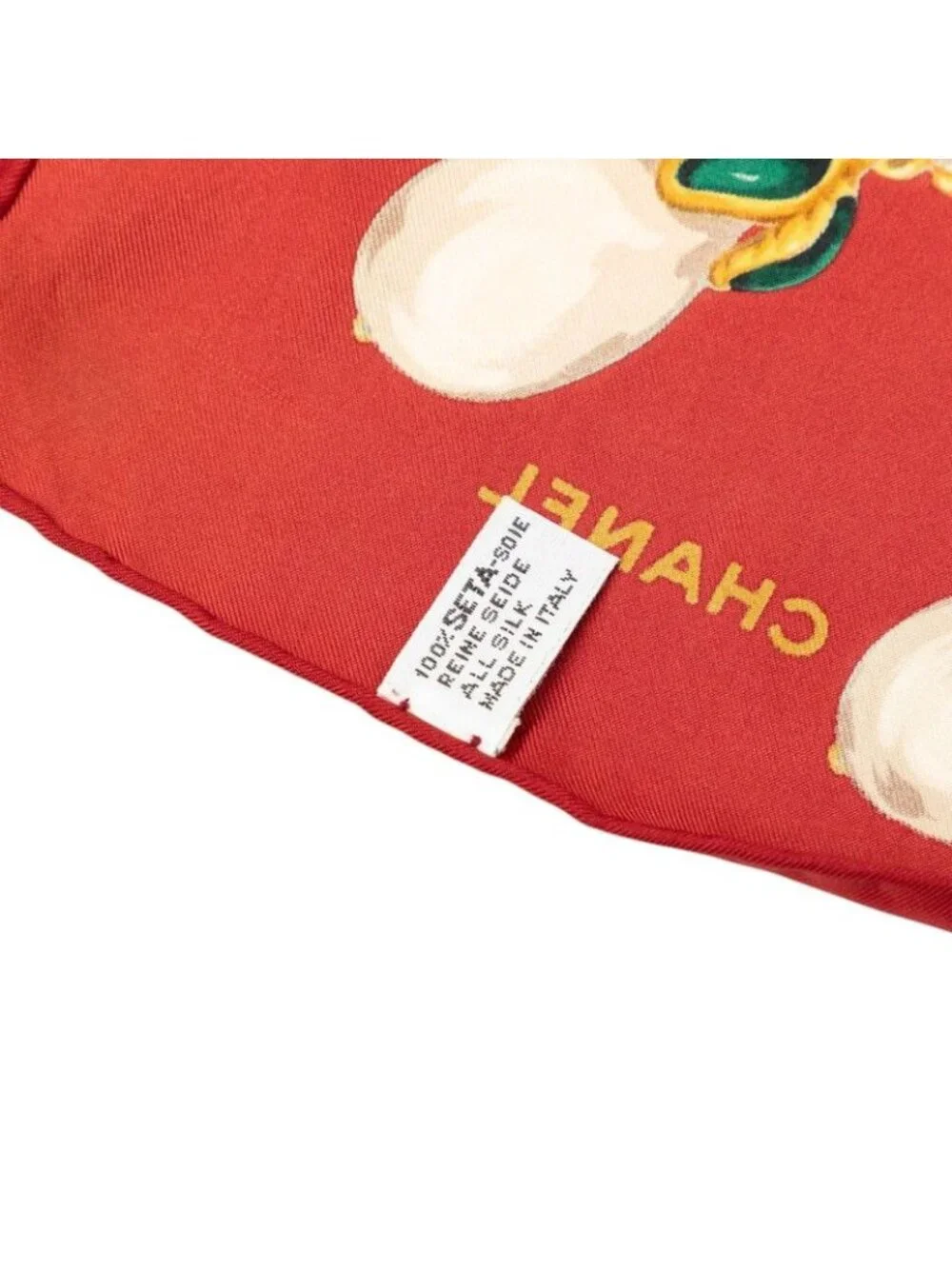Chanel Scarf Red Multicolor Silk